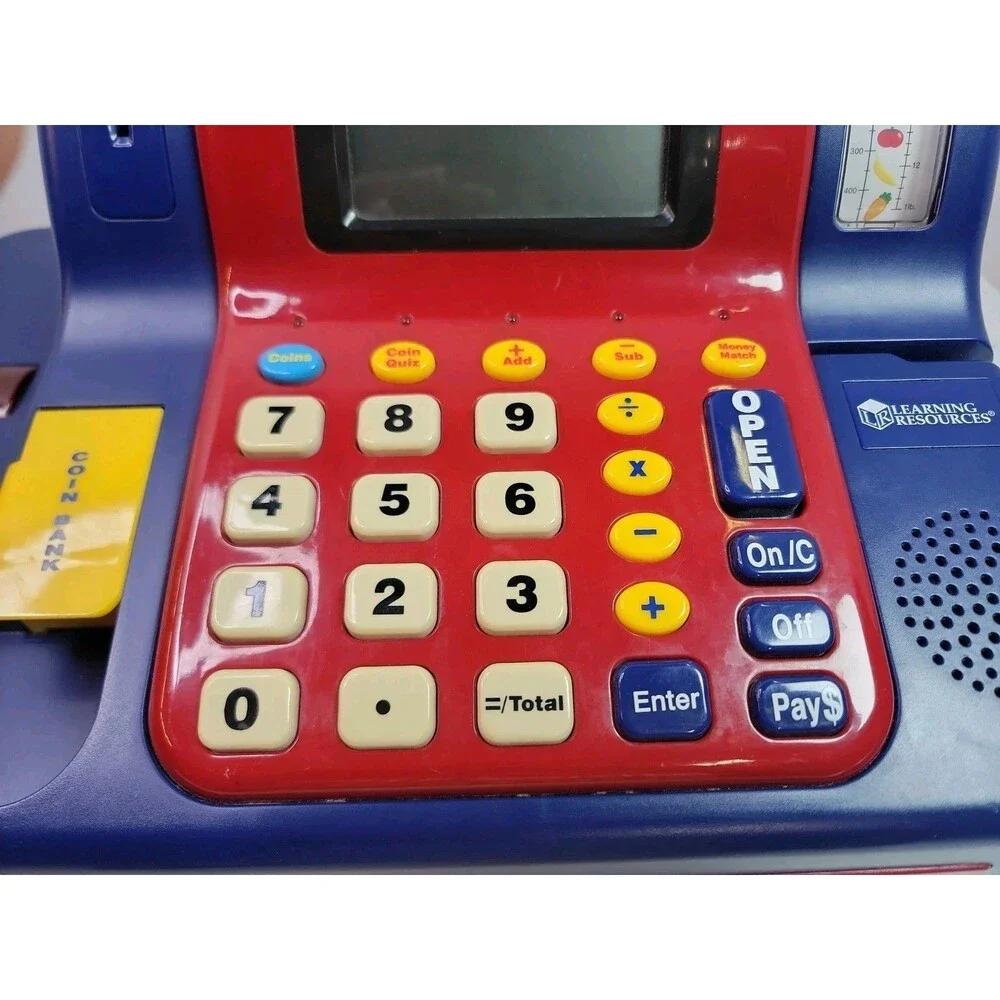 Learning Resources Pretend & Play Calculator Cash Register Toy Register Red Blue